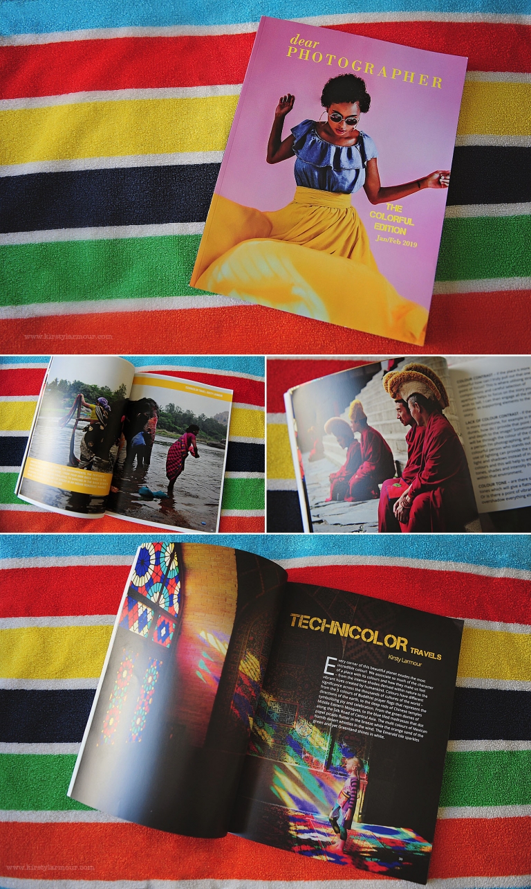 Dear Photographer magazine with feature pages showing work by Kirsty Larmour Travel Photographer